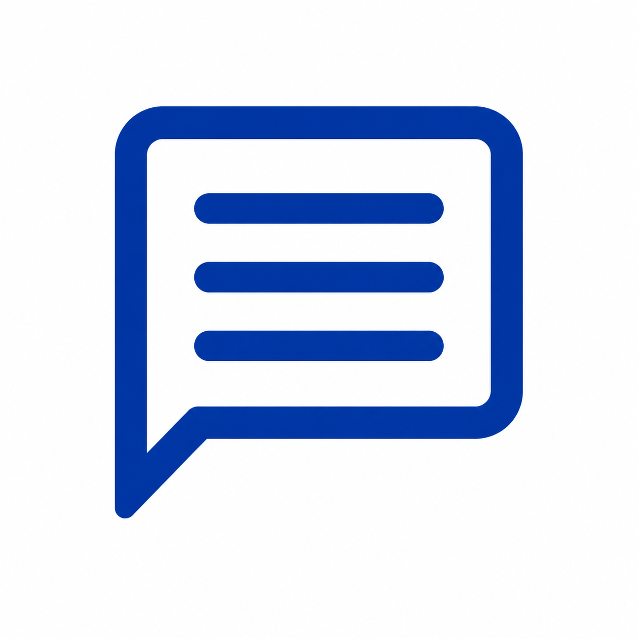 Speech bubble with horizontal lines, representing messaging and communication.